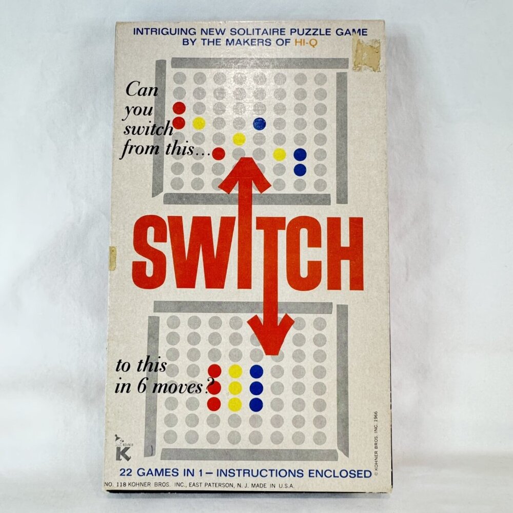 1970 Kohner Bros. Vintage Switch Solitaire Puzzle Game Complete No. 118 U.S.A.